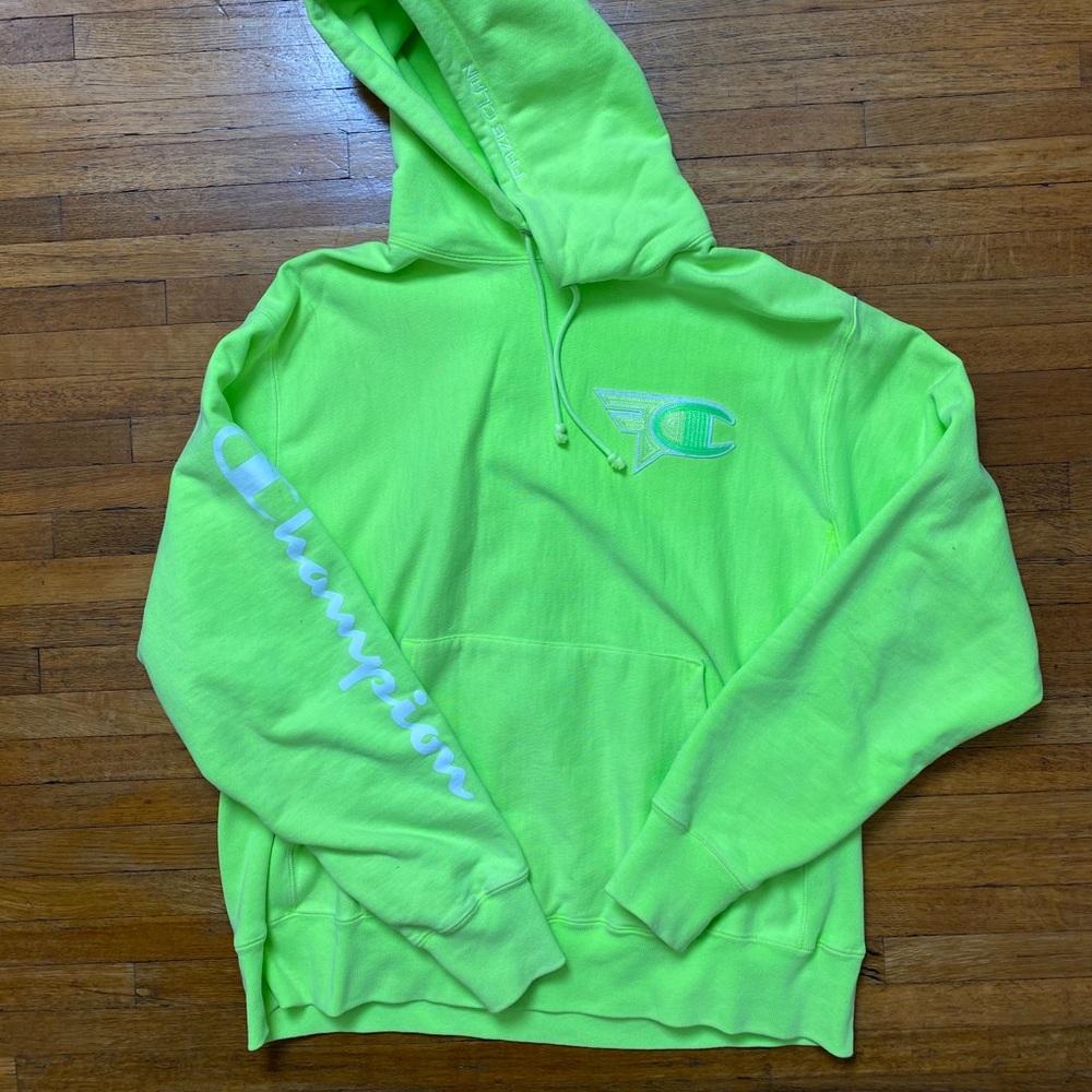 FAZE X CHAMPION NEON GREEN HOODIE